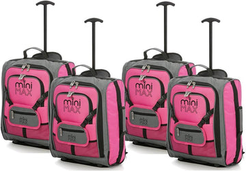 MiniMAX (45x35x20cm) Childrens Luggage Carry On Suitcase with Backpack and Pouch (x4 Set) - Packed Direct UK